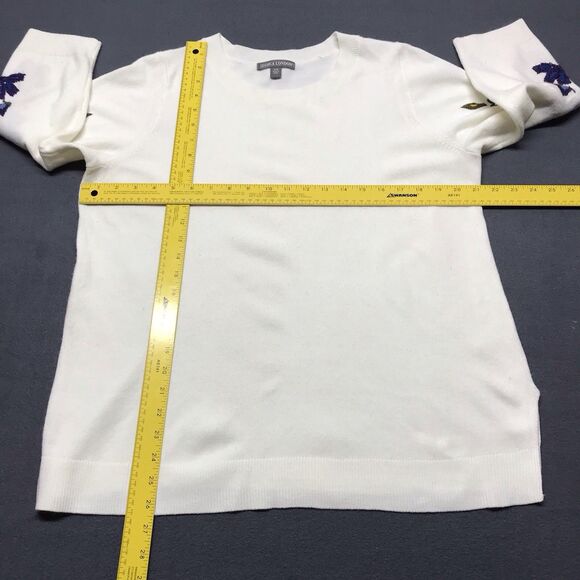 Jessica London Womens Sweater Ivory w/ Embroidered Floral Sleeves Size 14/16 - Picture 8 of 13